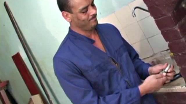 Fixing a leaky sink, hot plumber Aguilar is horny and looking for a hot Latin ass to fuck. Luis de Palva enters and it isn't long before these two are going at it. Gomez packs an 11 inch cock that's as fat as a beer can.