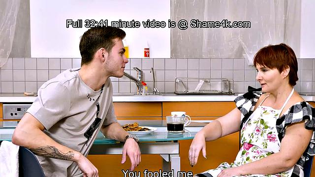 SHAME4K. Student is lucky to bang stepmoms best friend in the kitchen