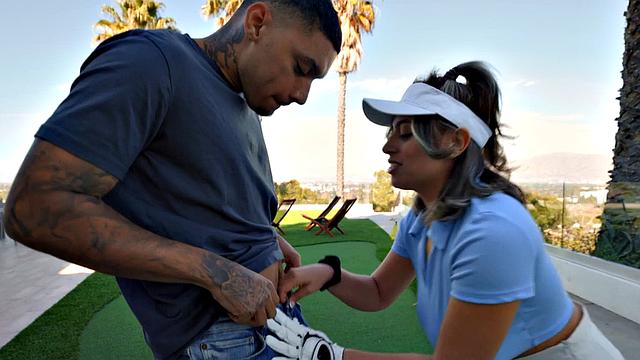 IR busty golf nympho fucked by Black BF in hairy pussy