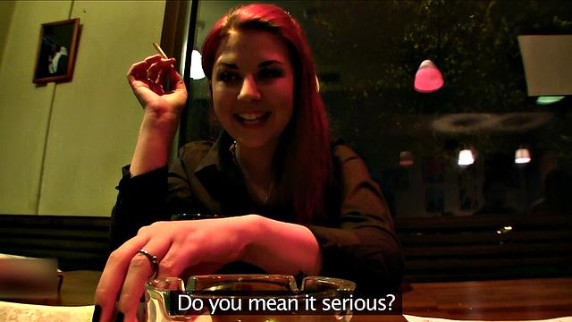 Agree to a steamy bathroom fuck and get a mouthful of cum