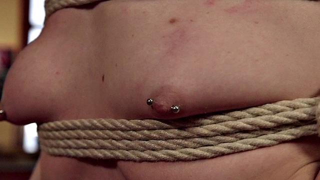 suspension bondage sub gets pussy toyed by domina