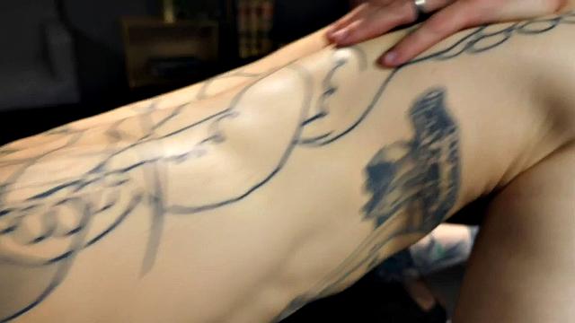 Tattooed stud fucks nympho in anal hole in missionary