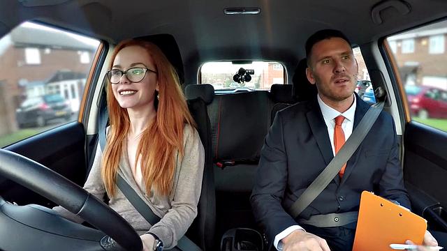 Public ginger babe doggystyled in car exam