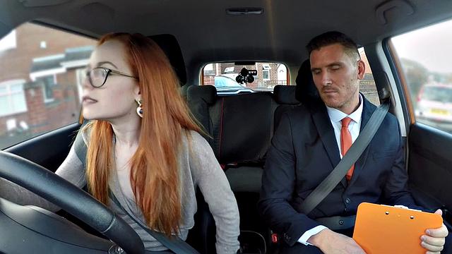 Public ginger babe doggystyled in car exam