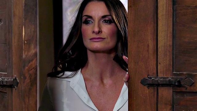 Milf joins lesbian trio for strapon sex while pussy licking