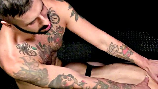Barebacking inked stud rims and fucks 21yo twink