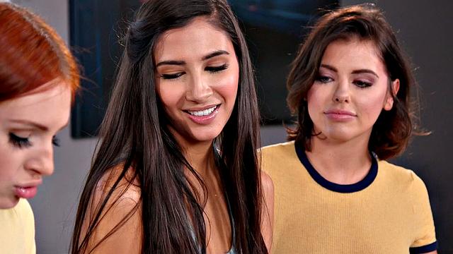 Horny Lesbians Maya Kendrick & Gianna Dior Keep Teasing Str8 Bestie Adriana Chechik