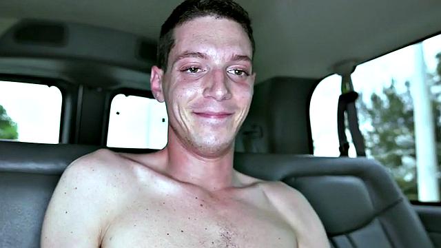 Picked up straight with small dick comes in gay BJ mouth