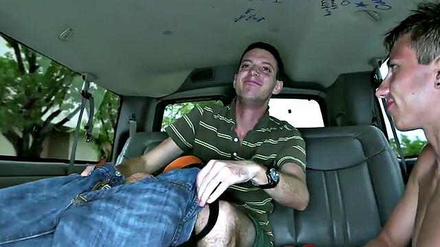 Picked up straight with small dick comes in gay BJ mouth