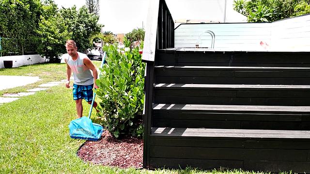 Carrie Anne with the pool boy
