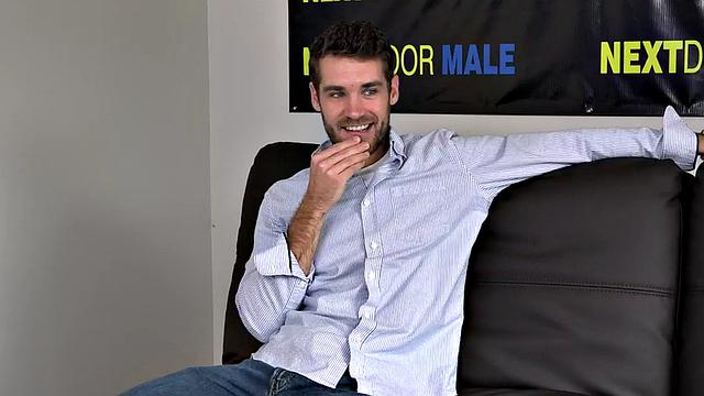 Inked amateur jock wanks cock till cumshot on casting