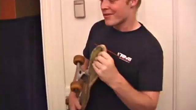 Zak strips off and strokes his cock after a rough day skating