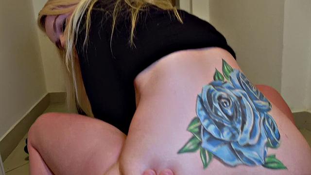 Tight shaven pussy filled with cum