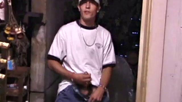 Str8 skater boy Dakota is alone and horny in a wine cellar, conveniently stocked with a few porn magazines. He unzips, pulls out his cock and has a boner in no time.