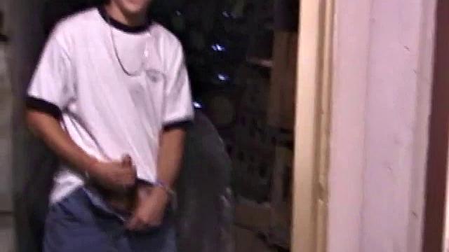 Str8 skater boy Dakota is alone and horny in a wine cellar, conveniently stocked with a few porn magazines. He unzips, pulls out his cock and has a boner in no time.