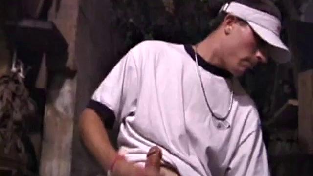 Str8 skater boy Dakota is alone and horny in a wine cellar, conveniently stocked with a few porn magazines. He unzips, pulls out his cock and has a boner in no time.