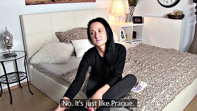 Russian babe takes cash and cock