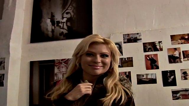 Blonde amateur enjoys outdoor POV blowjob with close-ups of her tight pussy