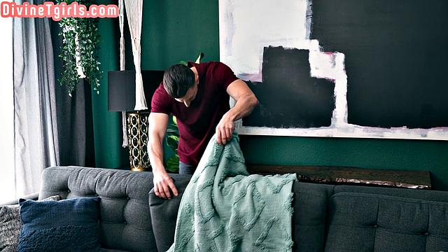 Cute busty trans fucked by lover