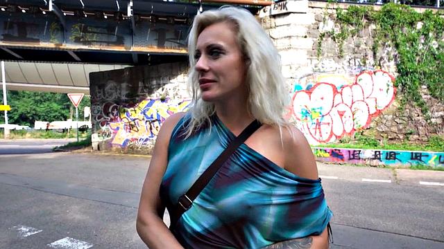 Public MILF fucked by big white dick in wet pussy