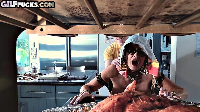 Big-titted lingerie granny pussy drilled