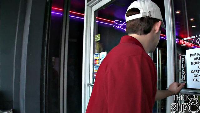 Athletic straight stud gets intense surprise at the glory hole with a hung gay guy
