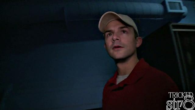 Athletic straight stud gets intense surprise at the glory hole with a hung gay guy