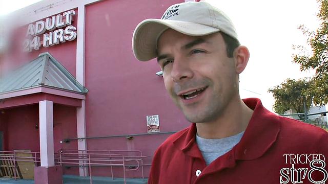 Athletic straight stud gets intense surprise at the glory hole with a hung gay guy