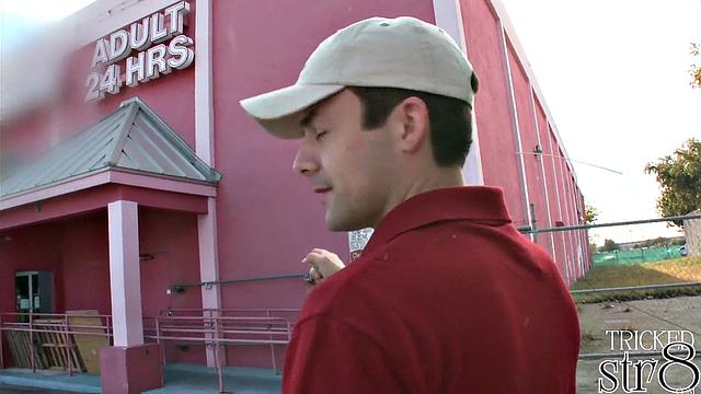Athletic straight stud gets intense surprise at the glory hole with a hung gay guy