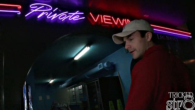 Athletic straight stud gets intense surprise at the glory hole with a hung gay guy