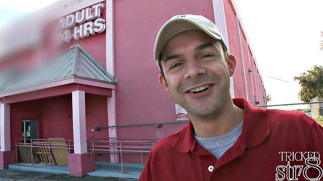Athletic straight stud gets intense surprise at the glory hole with a hung gay guy
