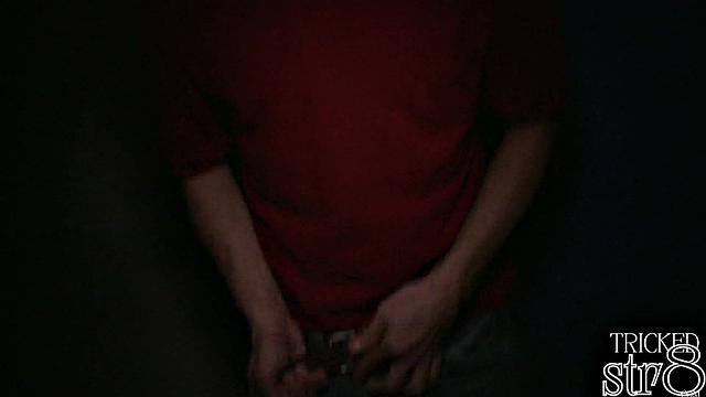 Athletic straight stud gets intense surprise at the glory hole with a hung gay guy