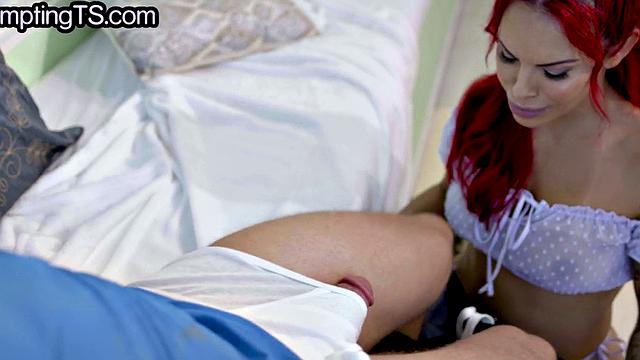 Hung trans sharing pussy with guy