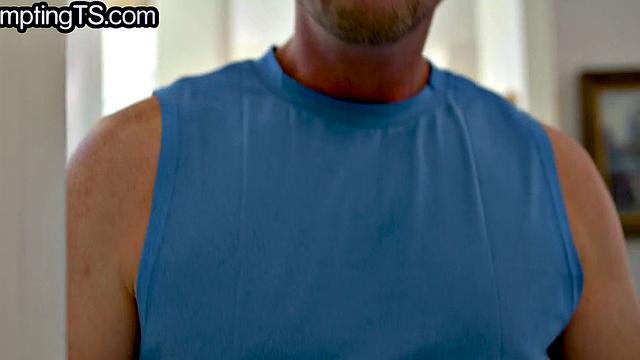 Hung trans sharing pussy with guy