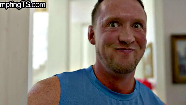 Hung trans sharing pussy with guy