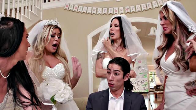 зрелые невесты устраивают групповуху с организатором свадьбы