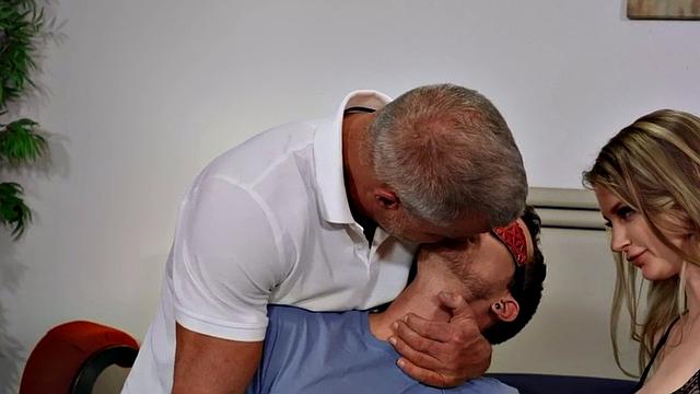 Bisexual busty babe in stockings licked and fucked in 3some