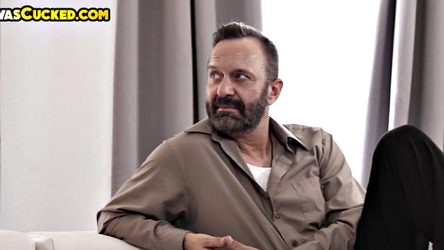 Cheating Asian wife penetrated wildly in front of husband