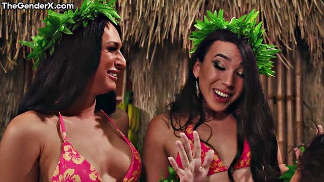 Cumhungry trans slut swallows cum