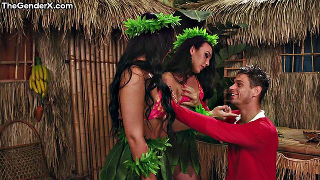 Cumhungry trans slut swallows cum