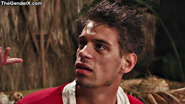 Cumhungry trans slut swallows cum