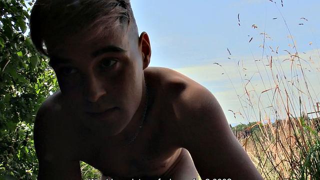 Euro gay fucked in asshole outdoor in nature