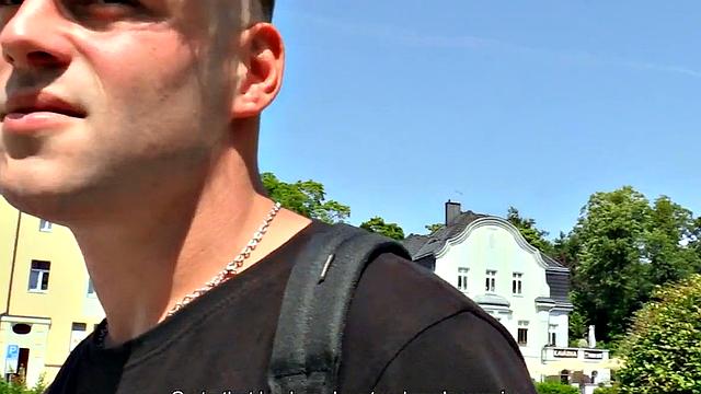 Euro gay fucked in asshole outdoor in nature