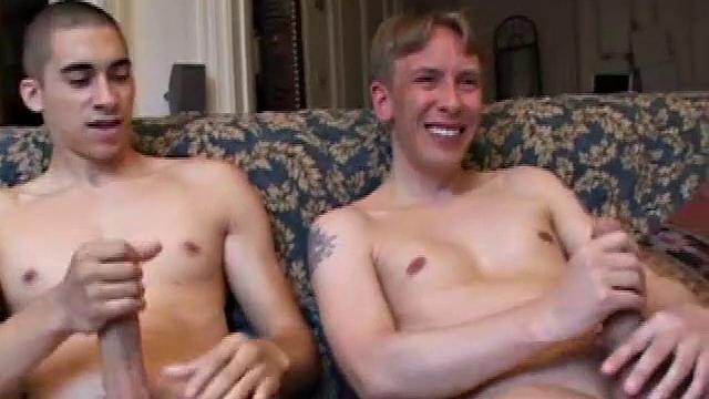 Levi puts in a porn video and the boys settle into the sofa and go to work on their cocks. They stroke solo for a while, until Liam gets brave and leans over ontp Levi's formidable dick.