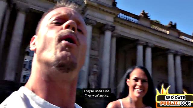 Real pickedup girl gives public cocksuck