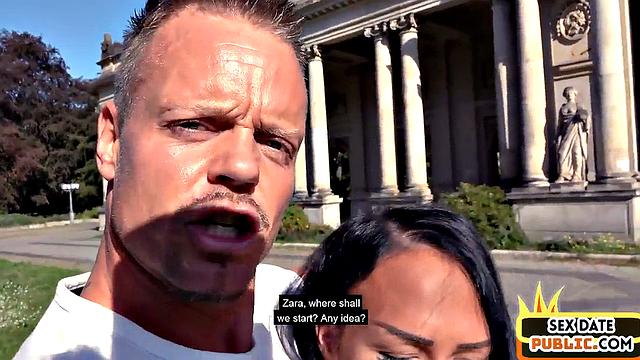 Real pickedup girl gives public cocksuck