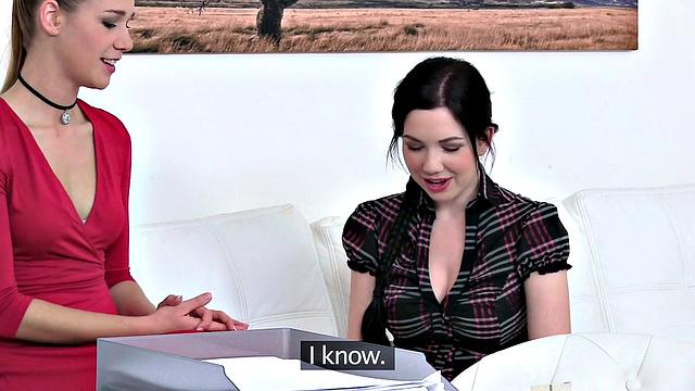 Sexy office babes test out new toys and share some steamy pussy licking and pussy fingering