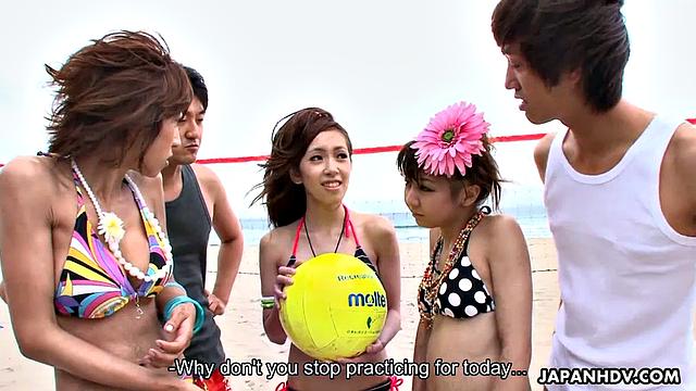 Adorable Japanese girls in wild kinky orgy