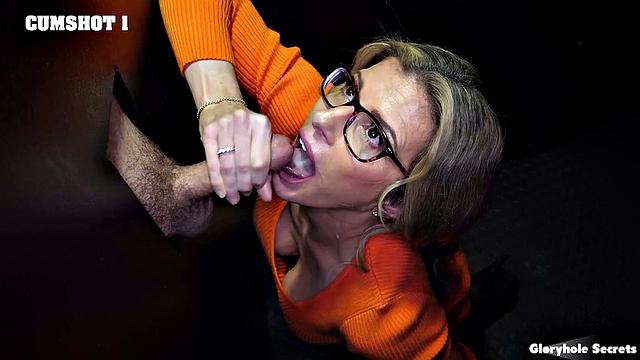 Blonde Hottie is A Cock Sucking Pro At The Gloryhole