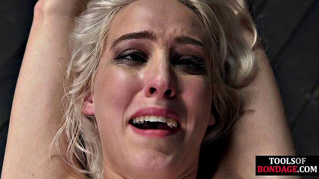 Submissive blonde pleases master